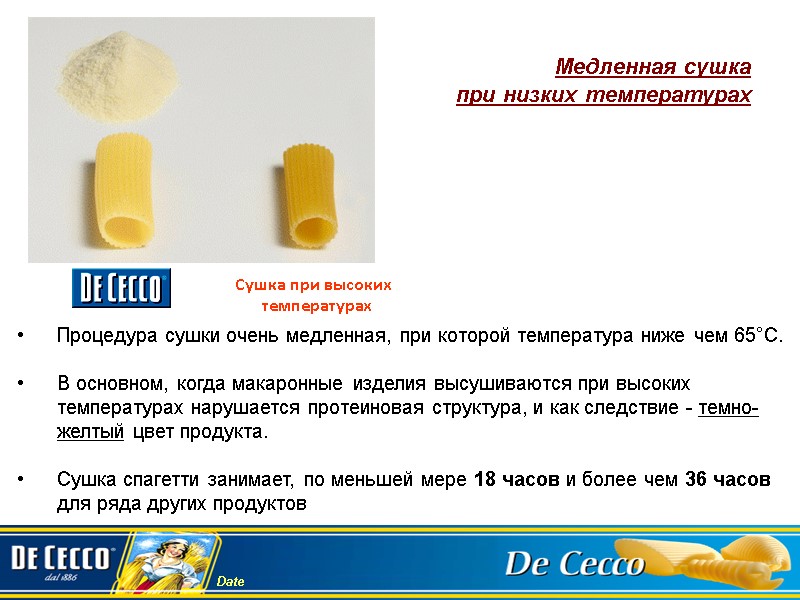 Сушка при высоких  температурах Медленная сушка при низких температурах  Процедура сушки очень